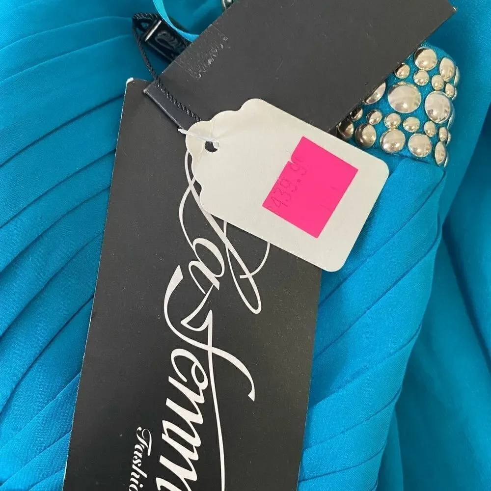 La Femme Dark Turquoise Prom Maxi Dress